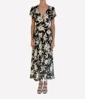 Evie Dress in Hibiscus Black