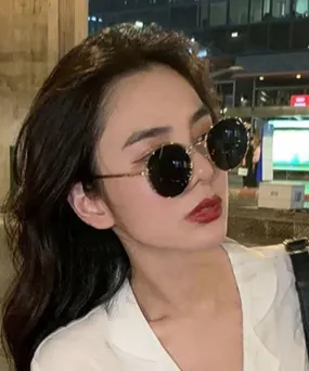 Fashion Grey Small Face Round Frame Hong Kong Wind Anti UV High Quality Sunglasses XS1050