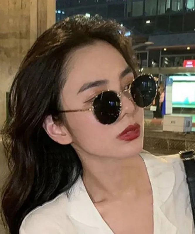 Fashion Grey Small Face Round Frame Hong Kong Wind Anti UV High Quality Sunglasses XS1050