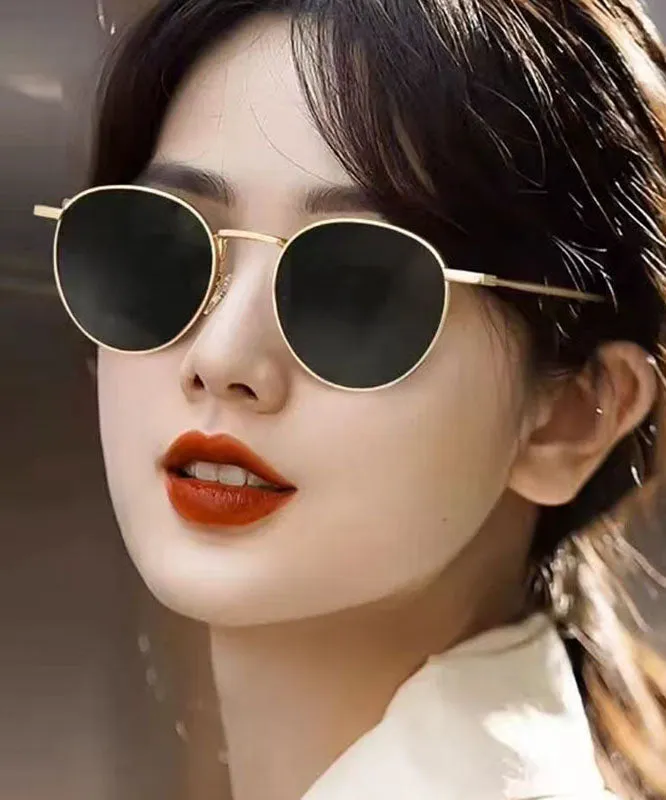 Fashion Grey Small Face Round Frame Hong Kong Wind Anti UV High Quality Sunglasses XS1050