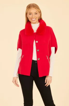 Faux Fur Collar SS Cardigan