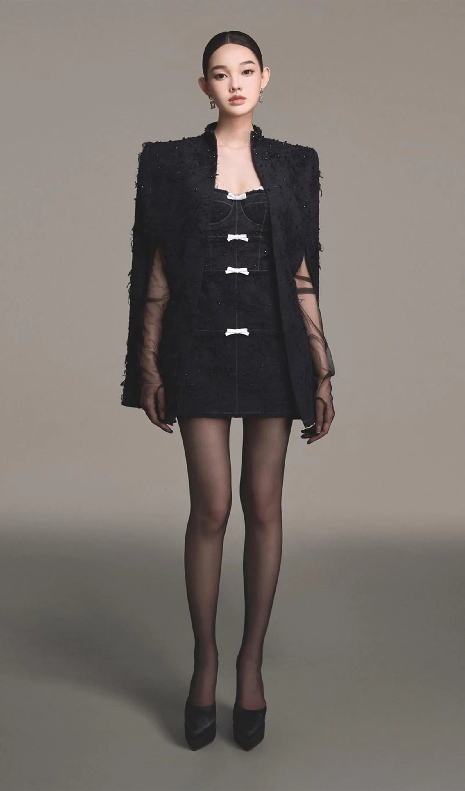 Feather Black /White Mini Dress