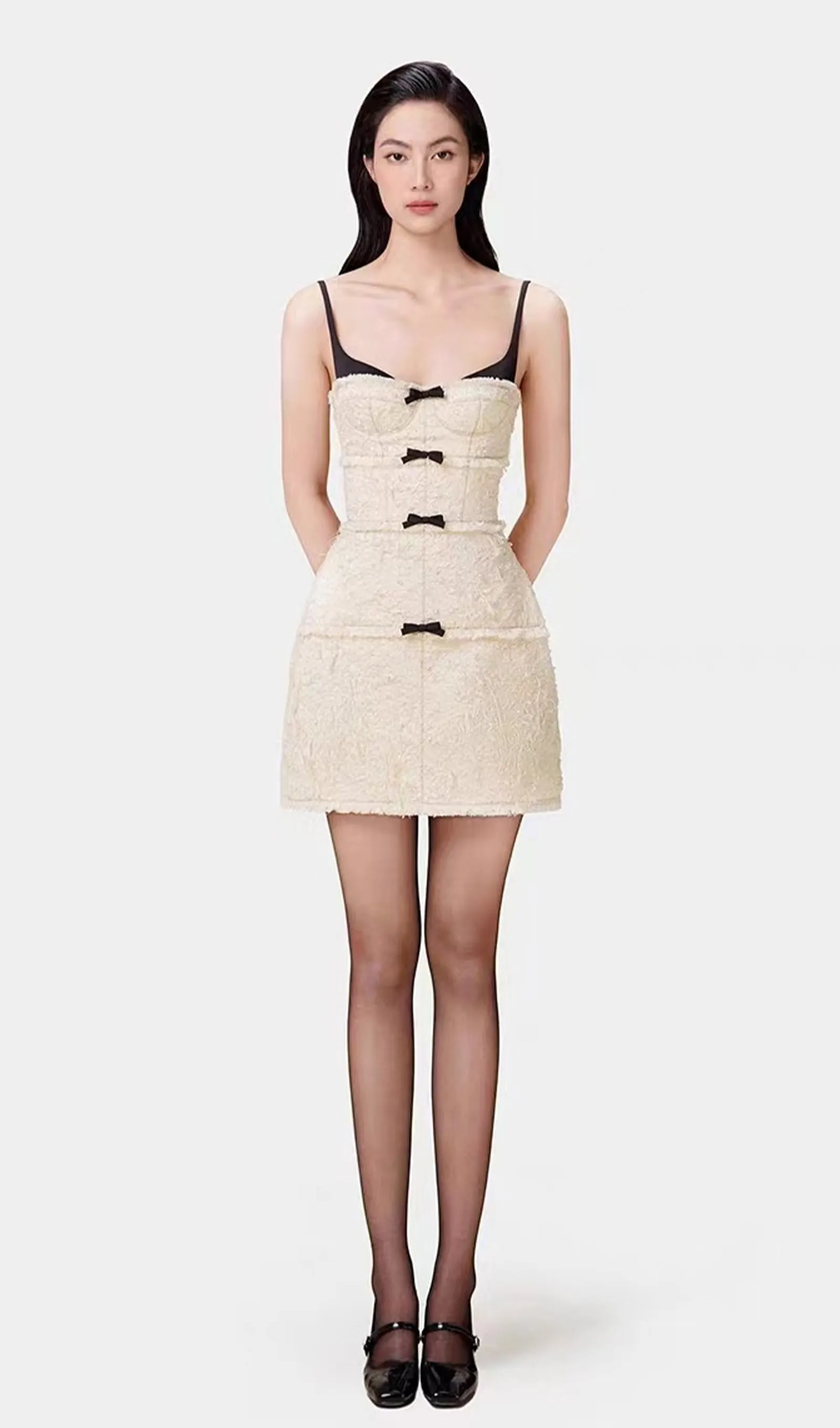 Feather Black /White Mini Dress