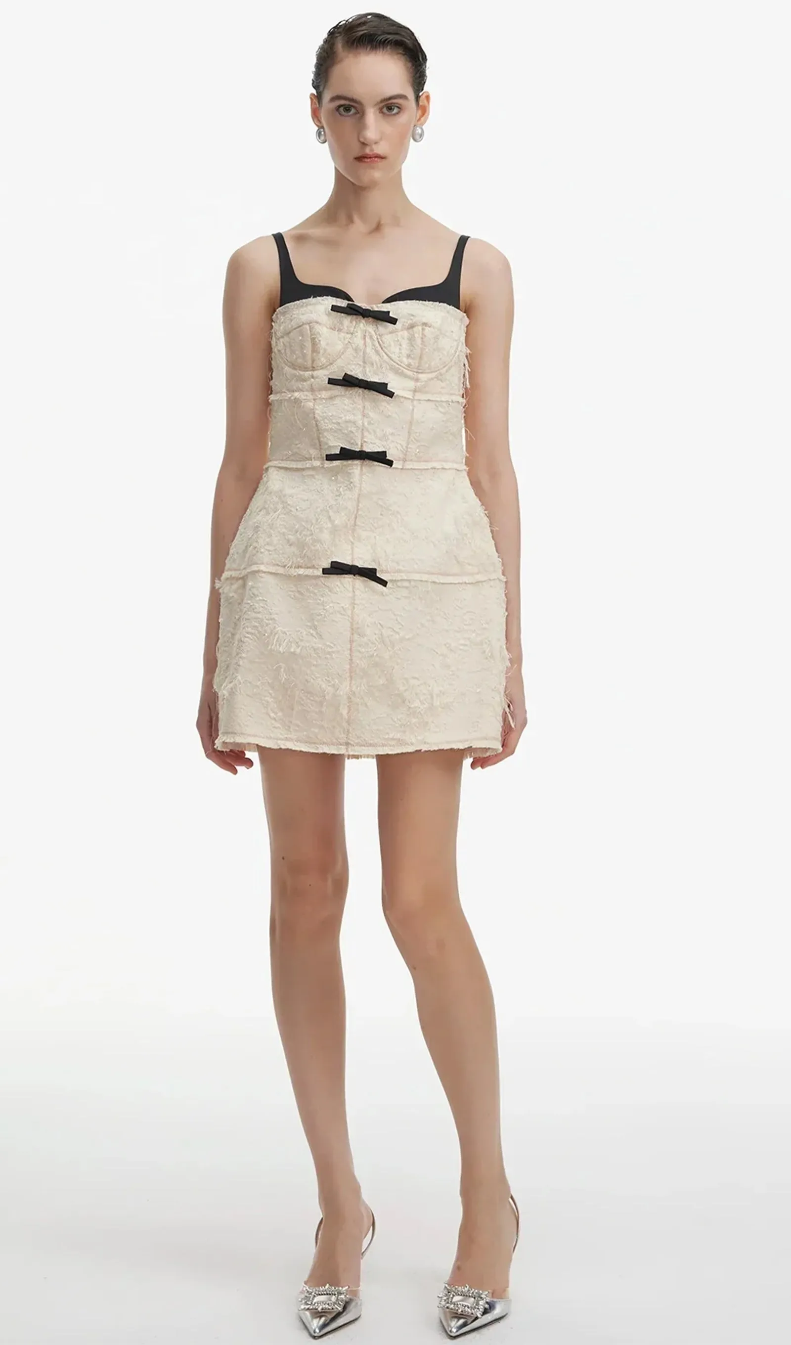 Feather Black /White Mini Dress