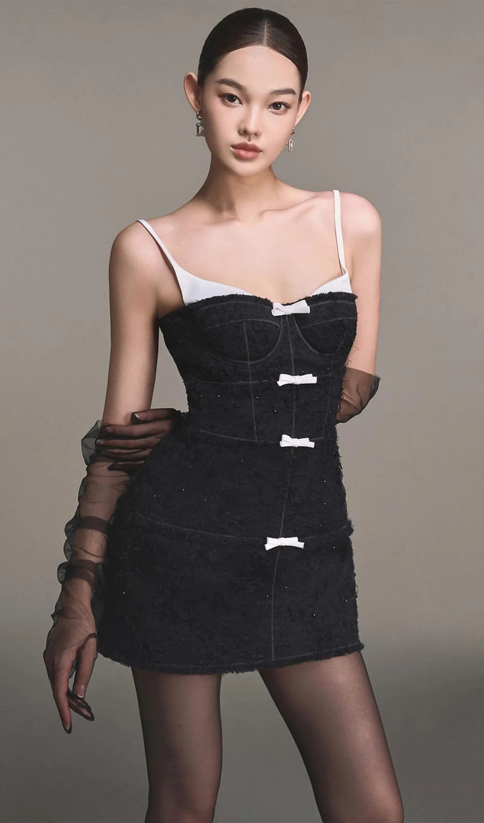 Feather Black /White Mini Dress