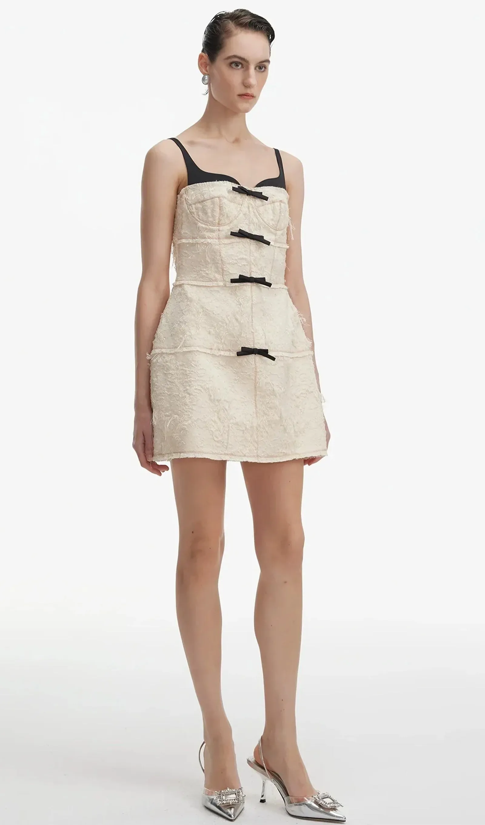 Feather Black /White Mini Dress