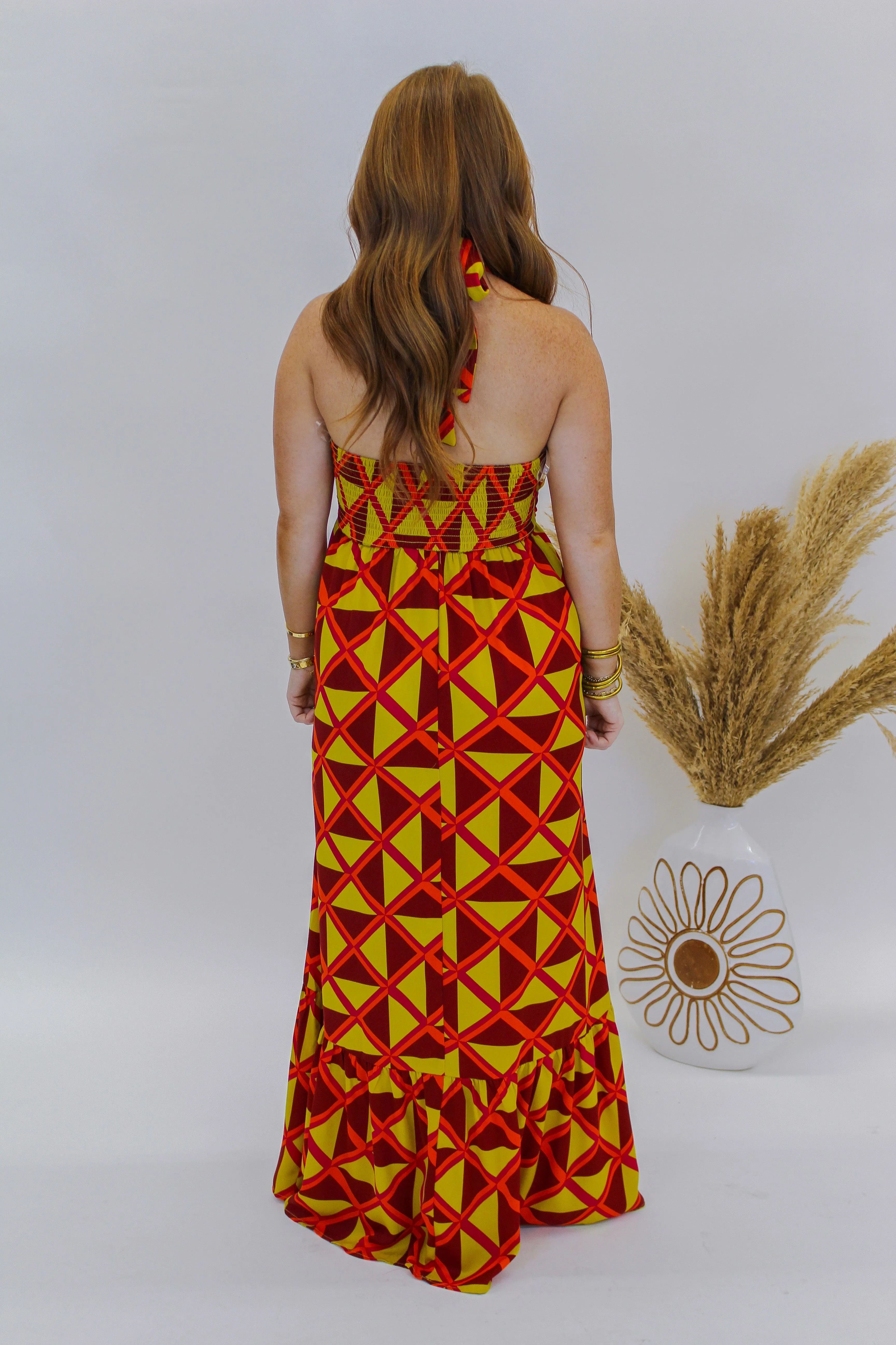 Feel Good Halter Maxi Dress- Chartreuse