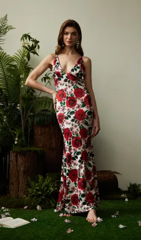 Floral Backless Bodycon Maxi Dress