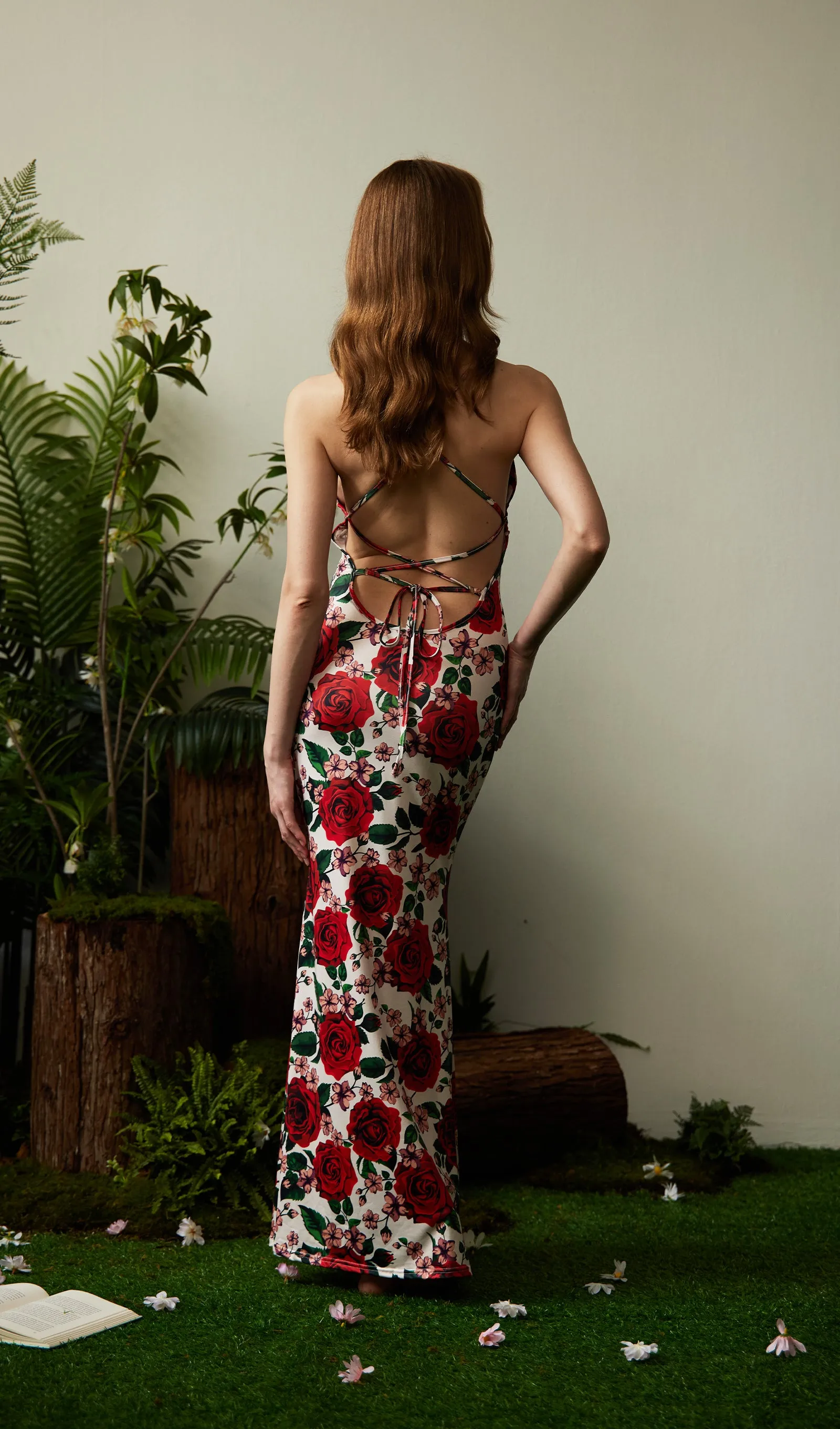 Floral Backless Bodycon Maxi Dress