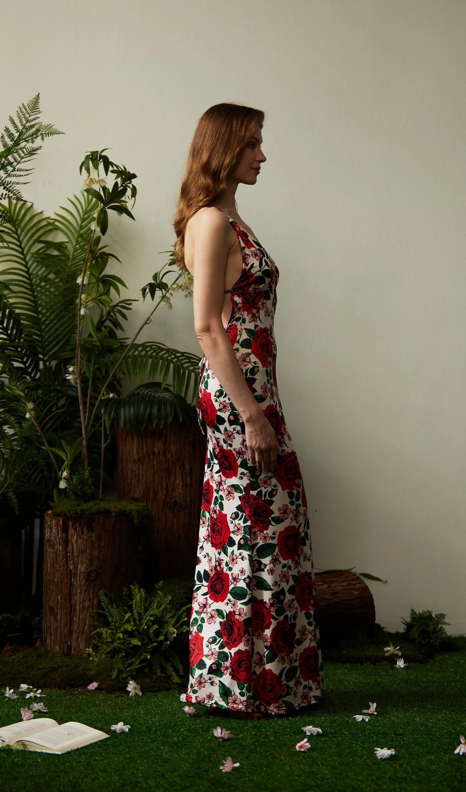 Floral Backless Bodycon Maxi Dress
