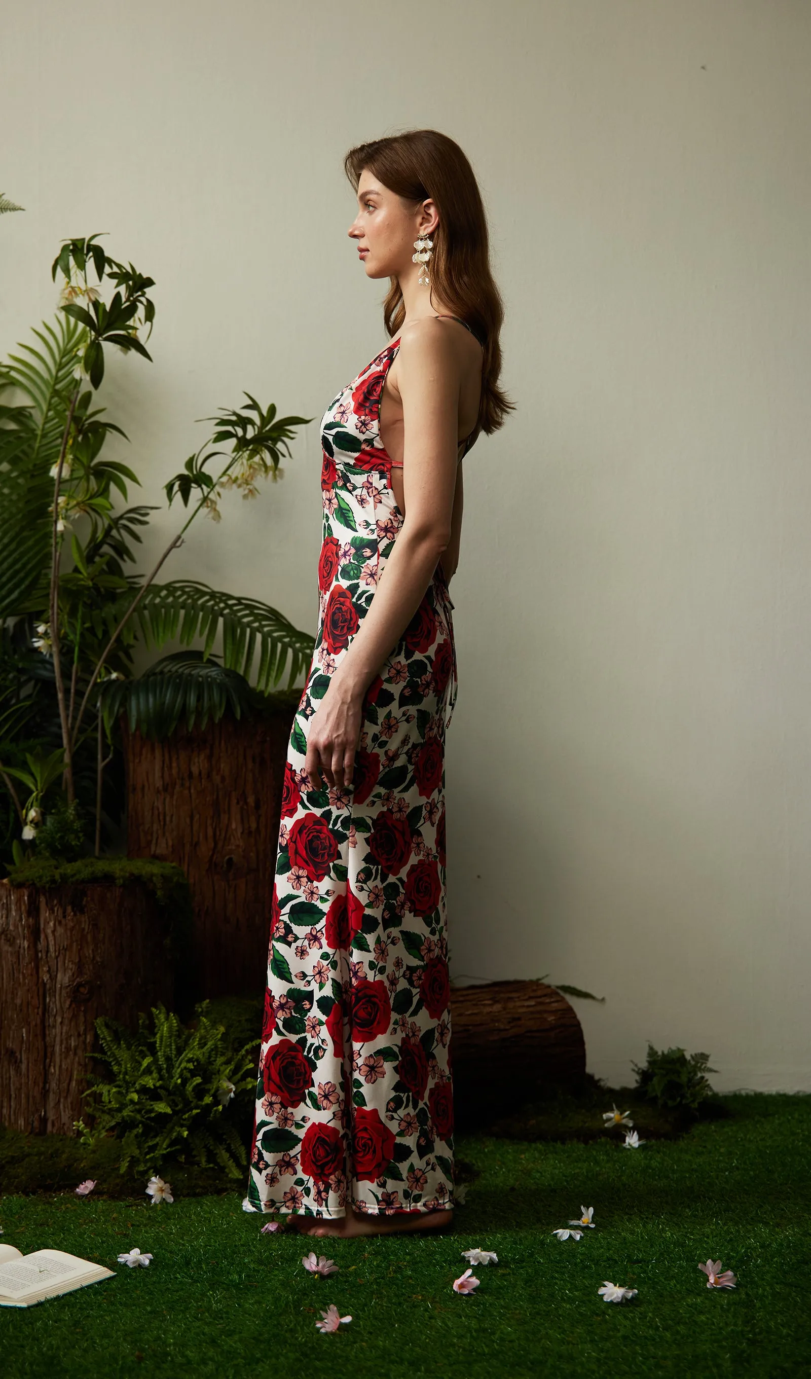 Floral Backless Bodycon Maxi Dress