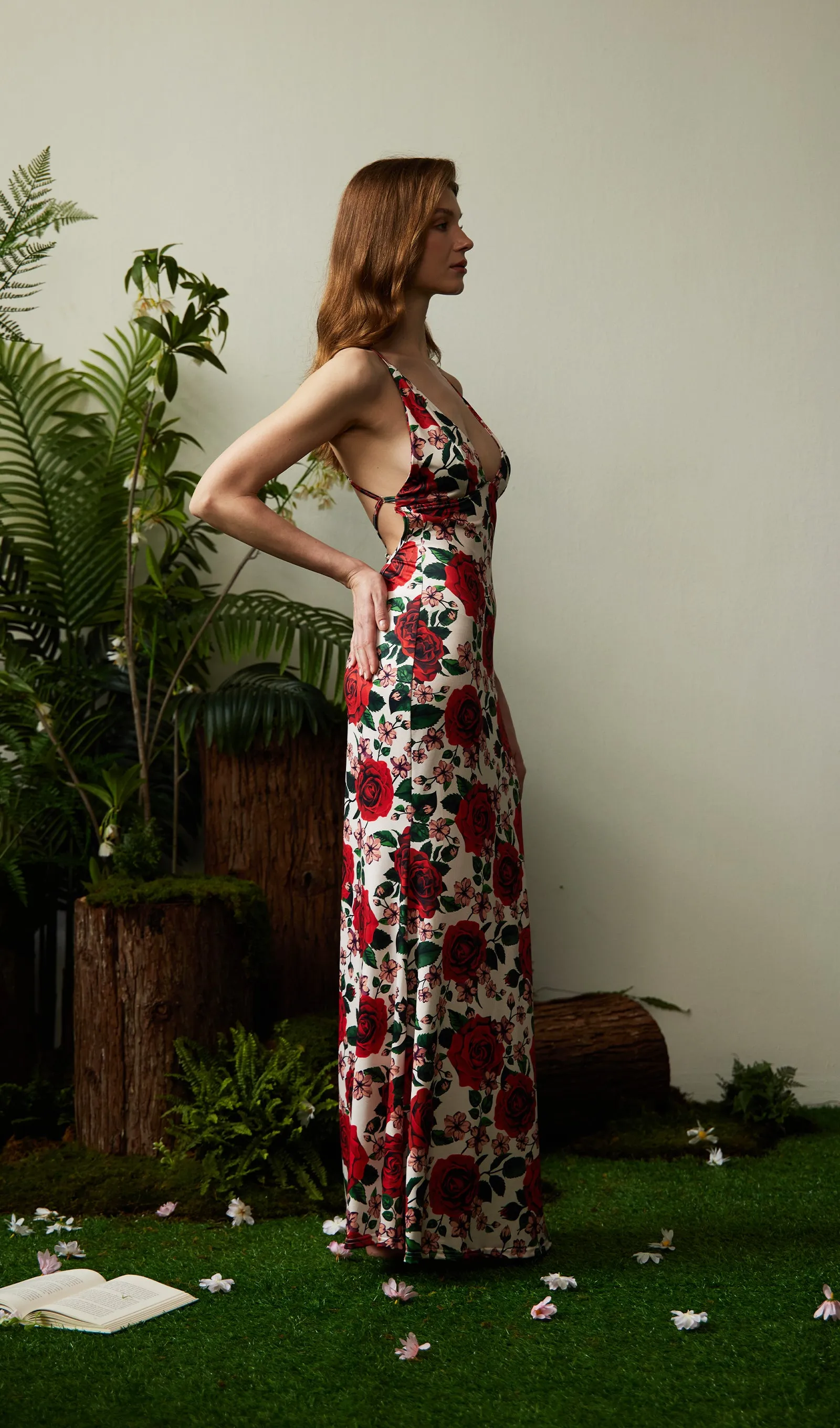 Floral Backless Bodycon Maxi Dress