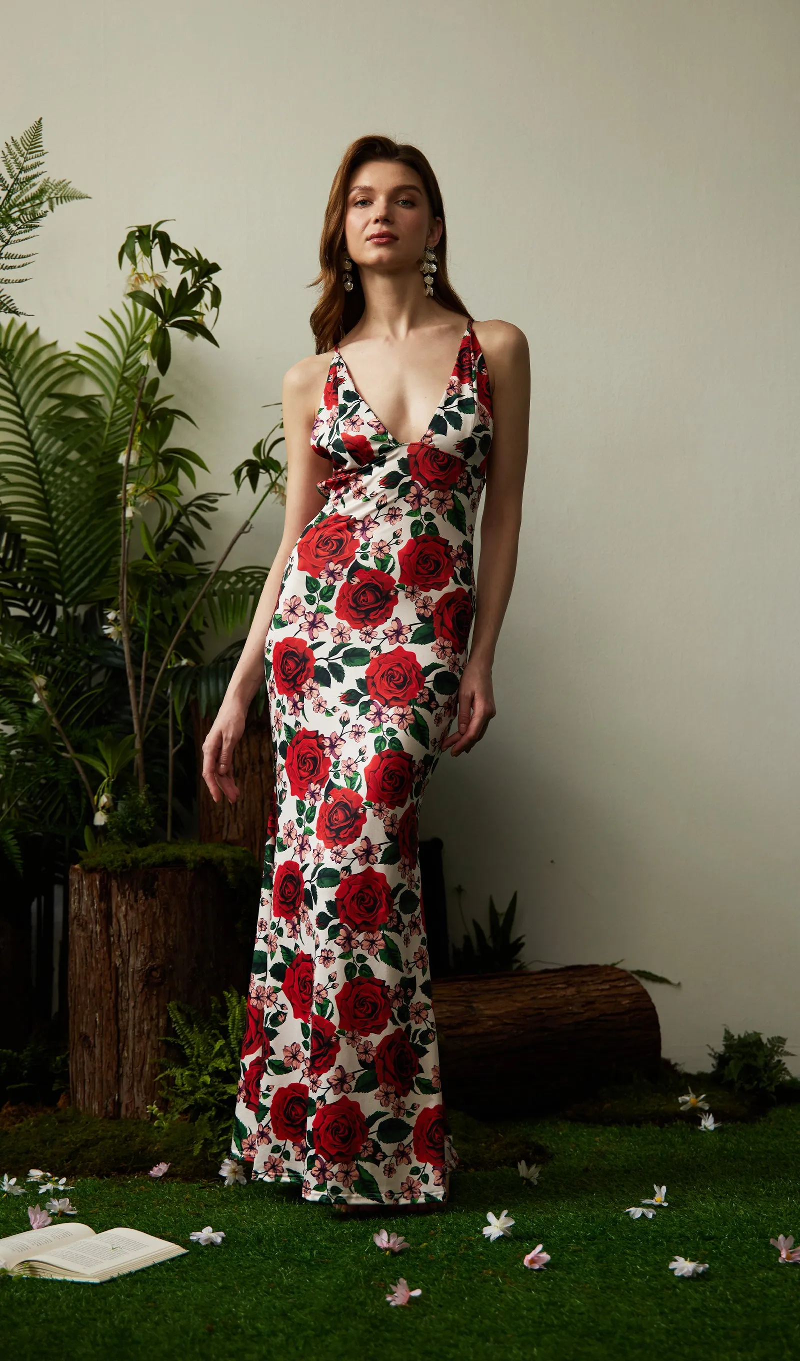 Floral Backless Bodycon Maxi Dress