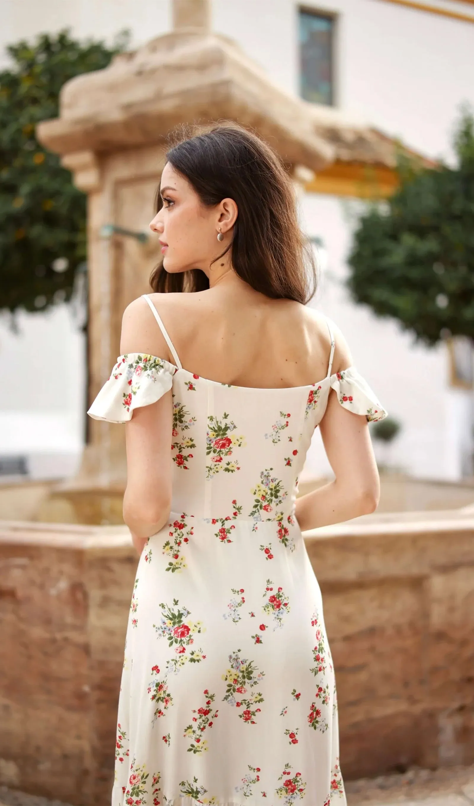 Floral Ruffle Off Shoulder Midi Dress