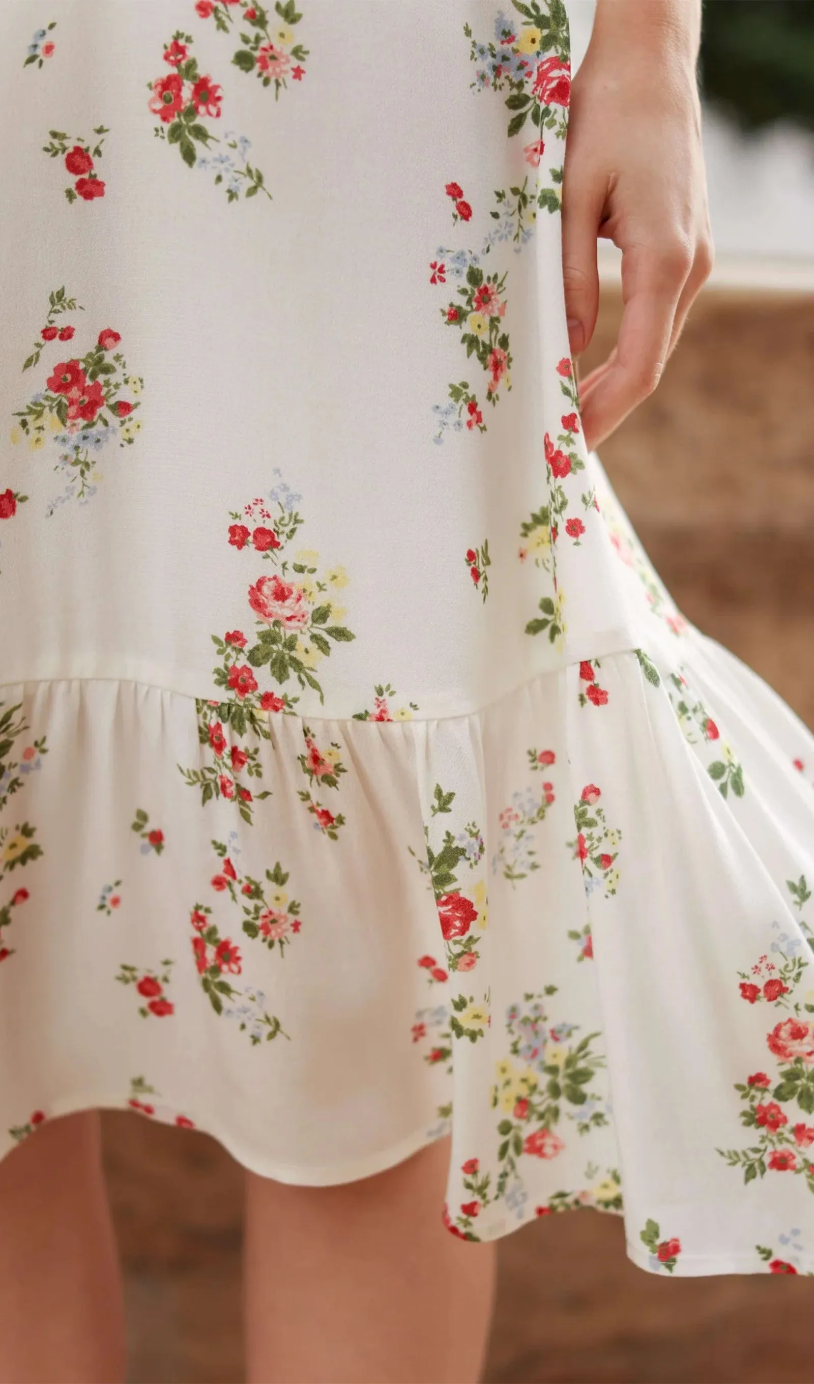 Floral Ruffle Off Shoulder Midi Dress