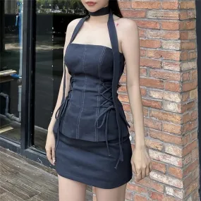 Flytonn-hoco dresses homecoming dresses  women dress to impress  y2k outfits spring summer women's dress Off-Neck Tie Strapless Mini Dress