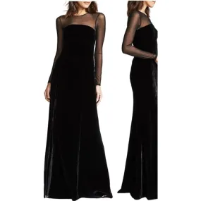 Formal Illusion Neck Velvet Gown