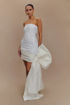 Franka Strapless Bow Mini Dress - White