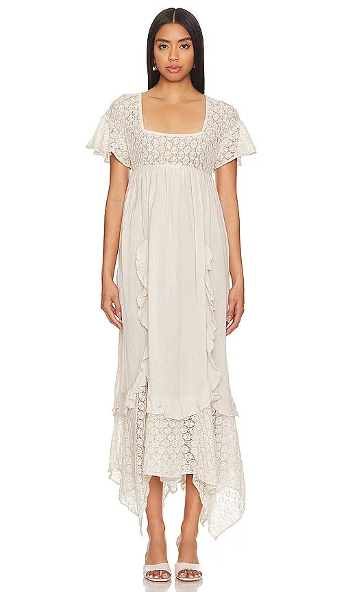 Free People Bring The Romance Midi Dress in Cream