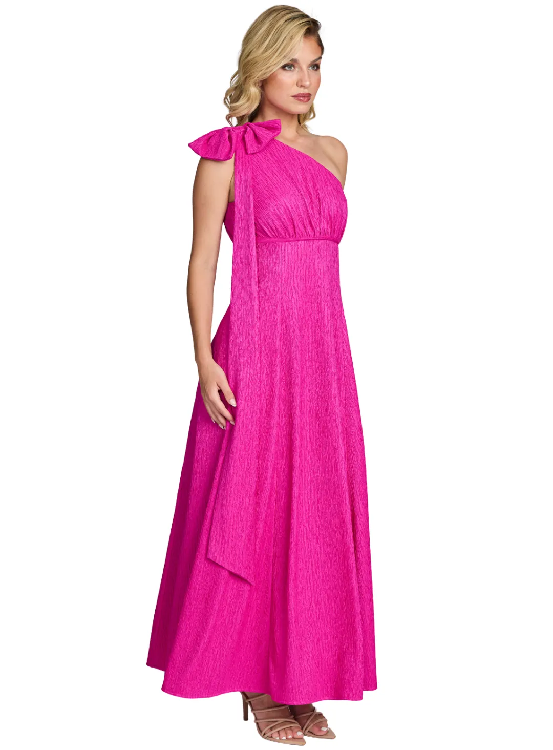 Fuchsia Maddie Bow Midi Dress