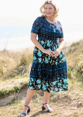 Geo Print Dress - D28366 - Navy