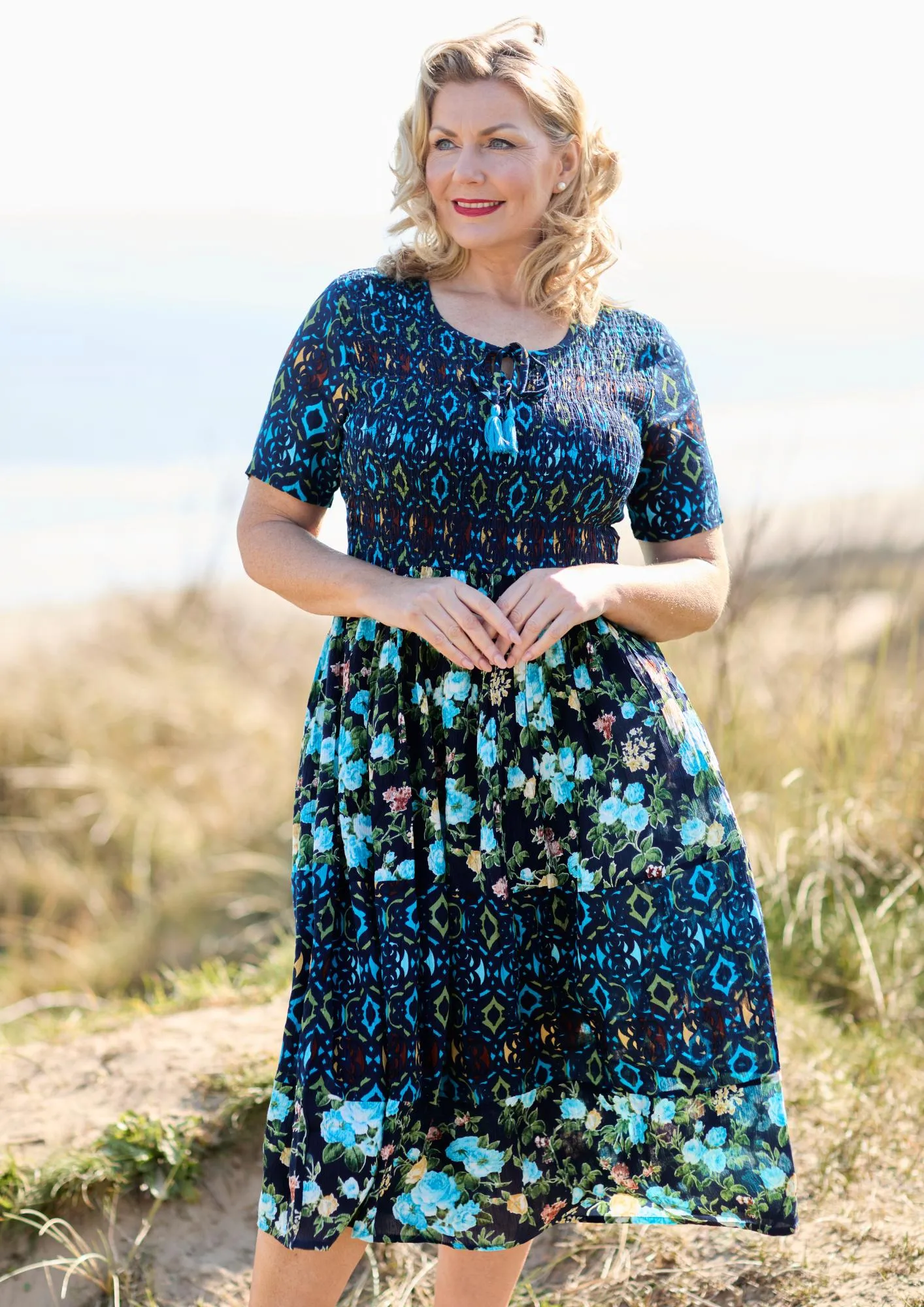 Geo Print Dress - D28366 - Navy
