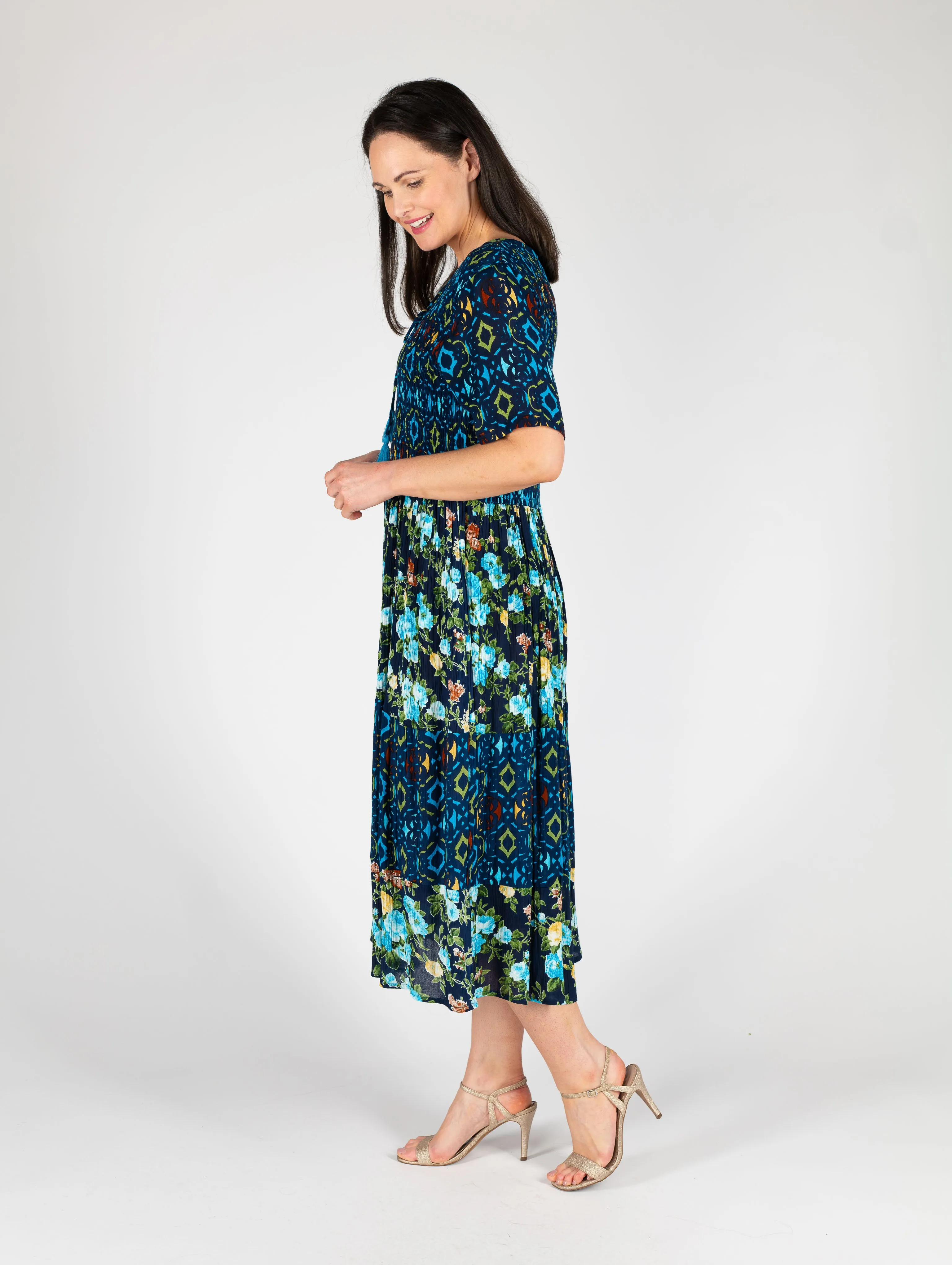 Geo Print Dress - D28366 - Navy