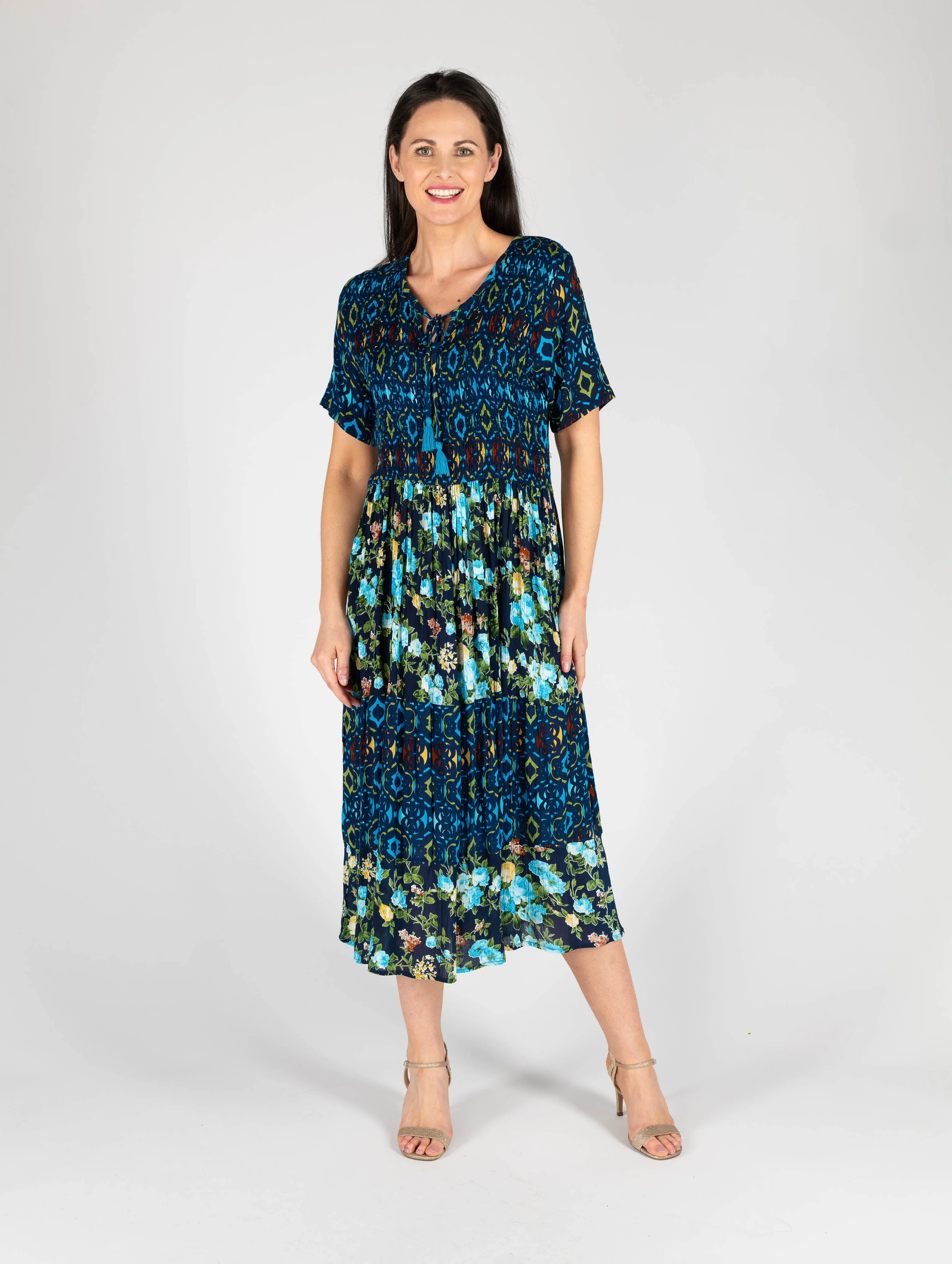 Geo Print Dress - D28366 - Navy