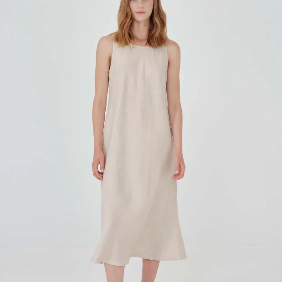 Haris Cotton Midi Dress - -Beach Sand