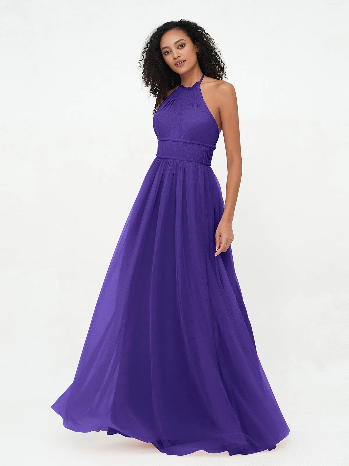 Illusion Halter Tulle Maxi Boho Dresses-Regency Plus Size