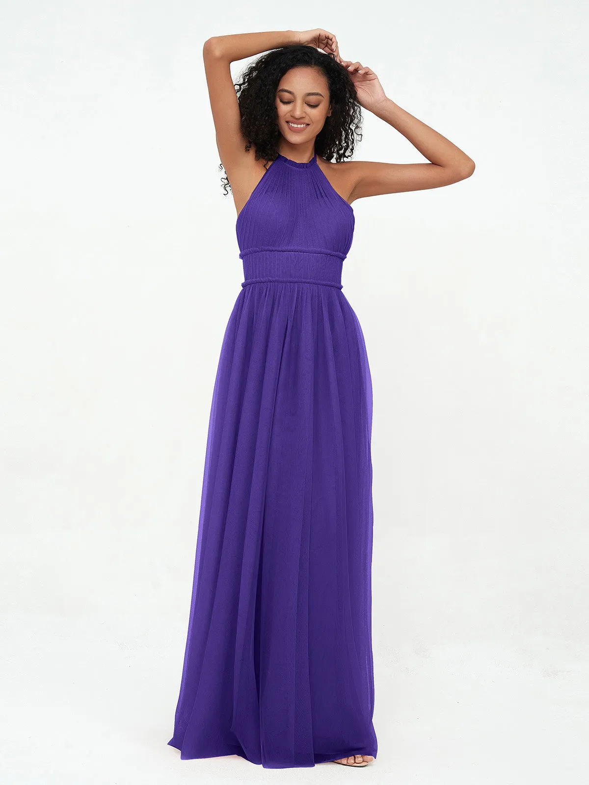 Illusion Halter Tulle Maxi Boho Dresses-Regency Plus Size