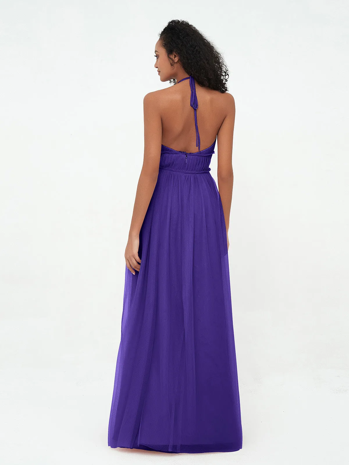 Illusion Halter Tulle Maxi Boho Dresses-Regency Plus Size