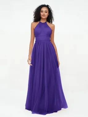 Illusion Halter Tulle Maxi Boho Dresses-Regency Plus Size