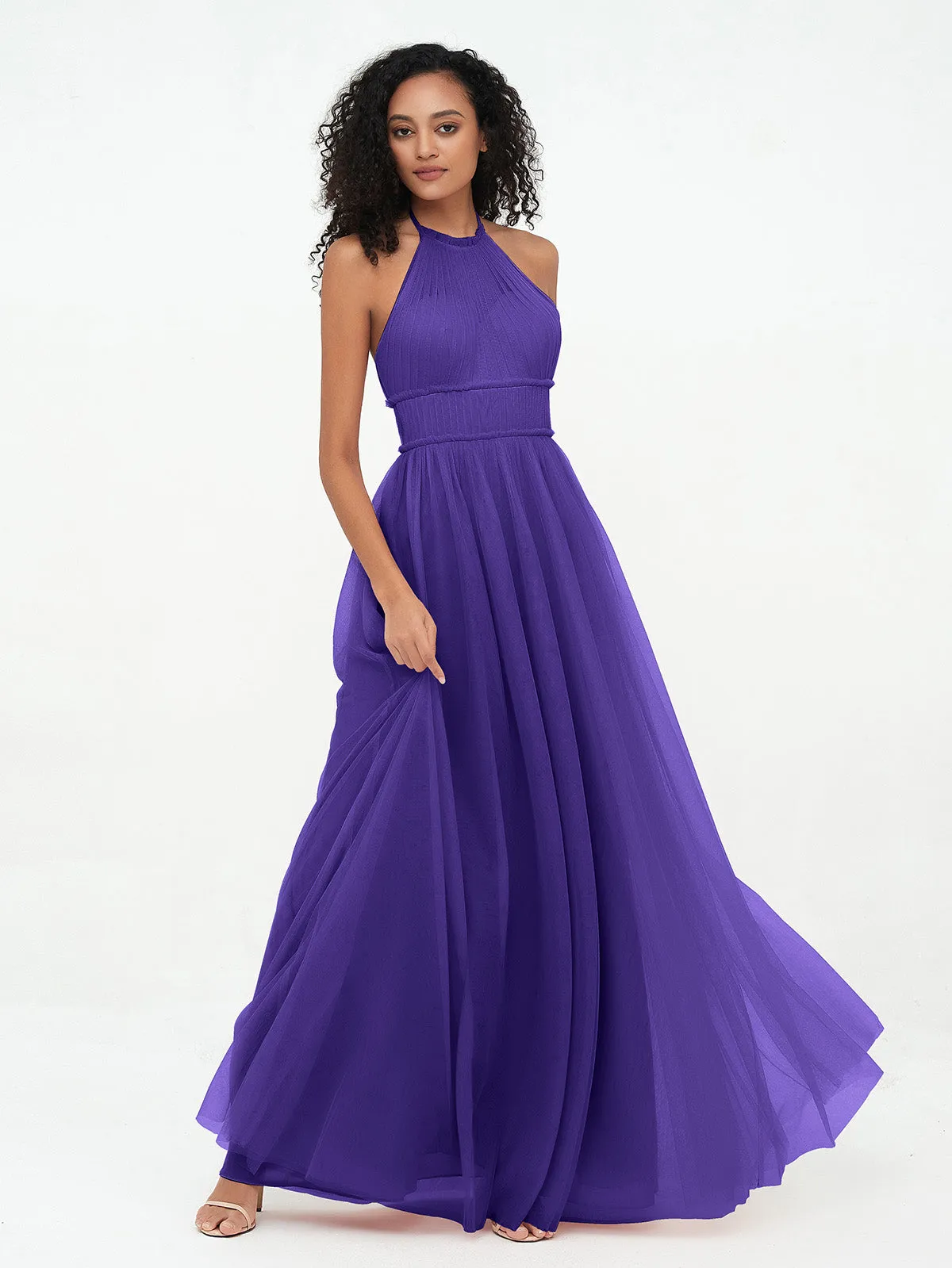 Illusion Halter Tulle Maxi Boho Dresses-Regency Plus Size