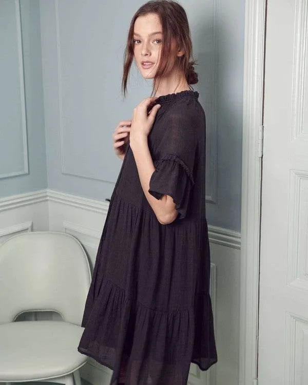 Jade By Jane Ruffled V-Neck Short Sleeves Tiered Mini Dress JBJ1054A