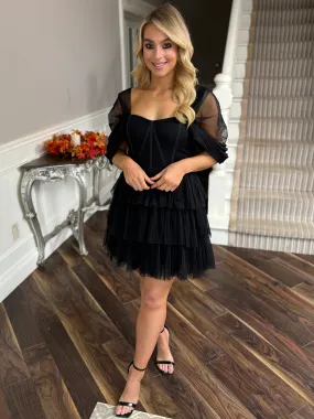 Jayda Black Tulle Mini Dress