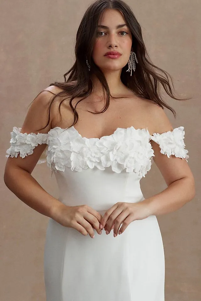 Jenny by Jenny Yoo Willow Strapless Floral Sheath Wedding Dress ivory