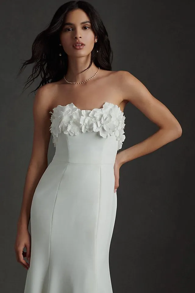 Jenny by Jenny Yoo Willow Strapless Floral Sheath Wedding Dress ivory