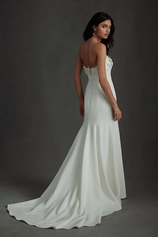 Jenny by Jenny Yoo Willow Strapless Floral Sheath Wedding Dress ivory
