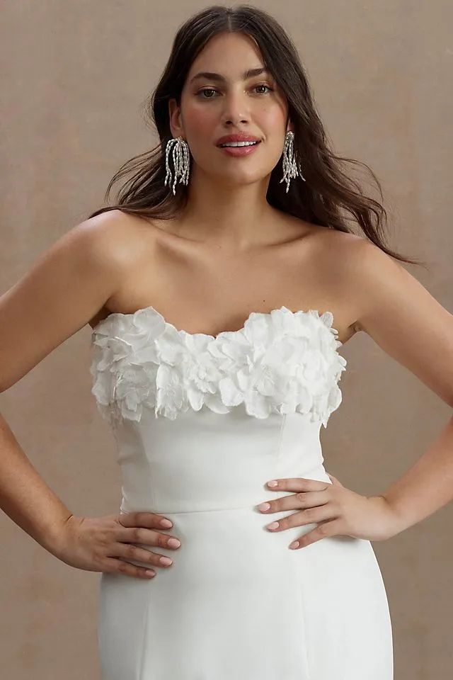 Jenny by Jenny Yoo Willow Strapless Floral Sheath Wedding Dress ivory