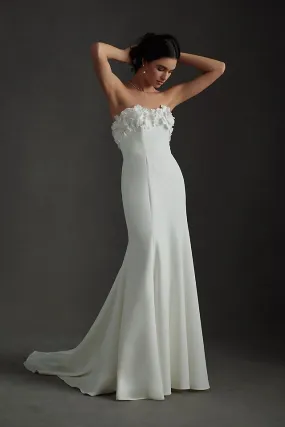 Jenny by Jenny Yoo Willow Strapless Floral Sheath Wedding Dress ivory