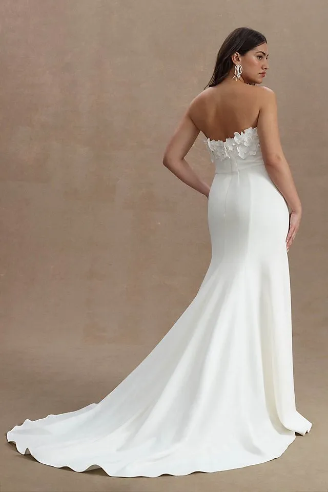 Jenny by Jenny Yoo Willow Strapless Floral Sheath Wedding Dress ivory
