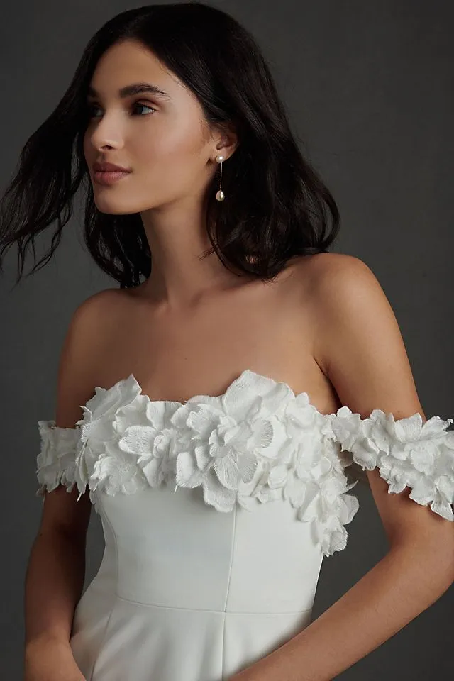 Jenny by Jenny Yoo Willow Strapless Floral Sheath Wedding Dress ivory