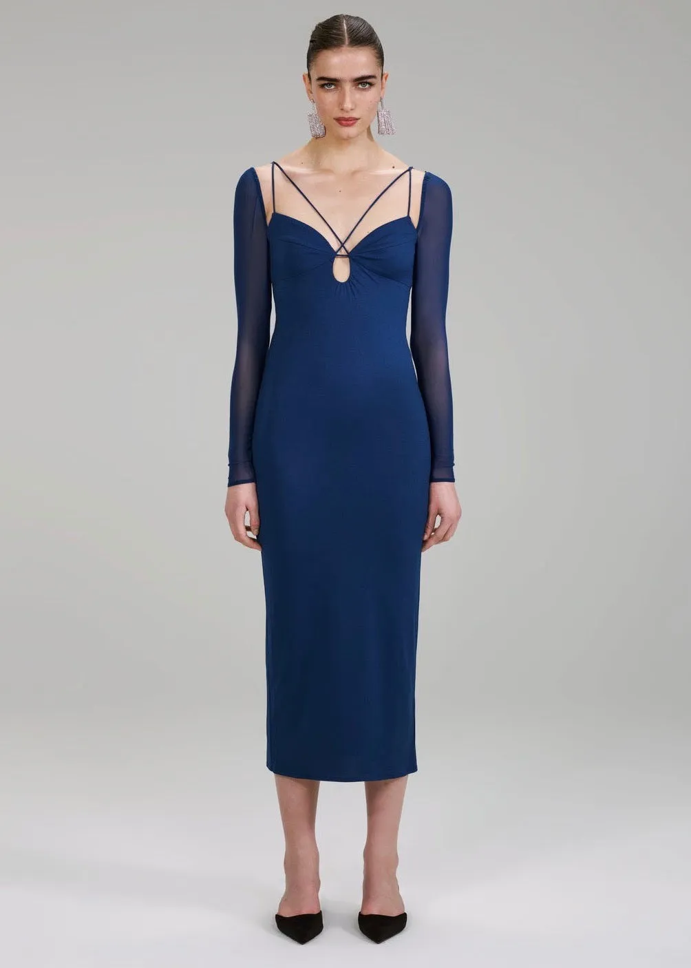 Jersey Crepe Midi Dress (Dark Blue)