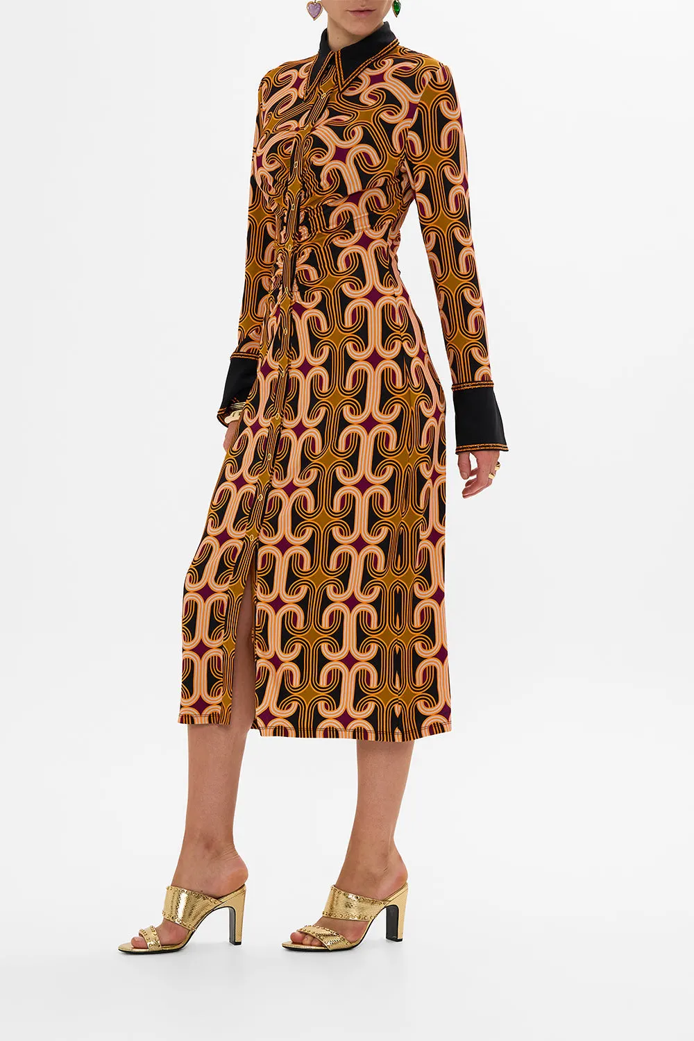 JERSEY MIDI SHIRT DRESS ONE NIGHT IN DE WALLEN