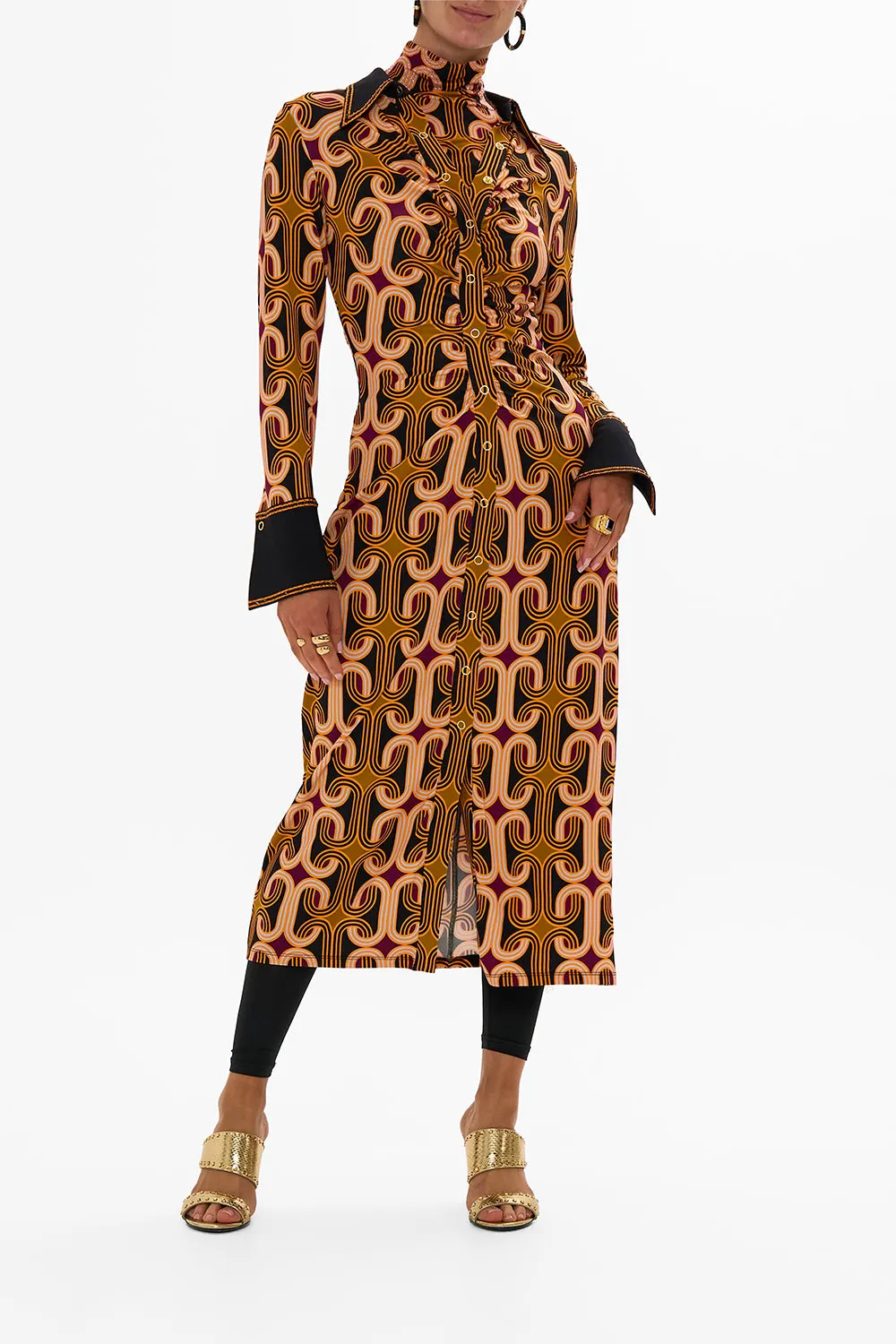JERSEY MIDI SHIRT DRESS ONE NIGHT IN DE WALLEN