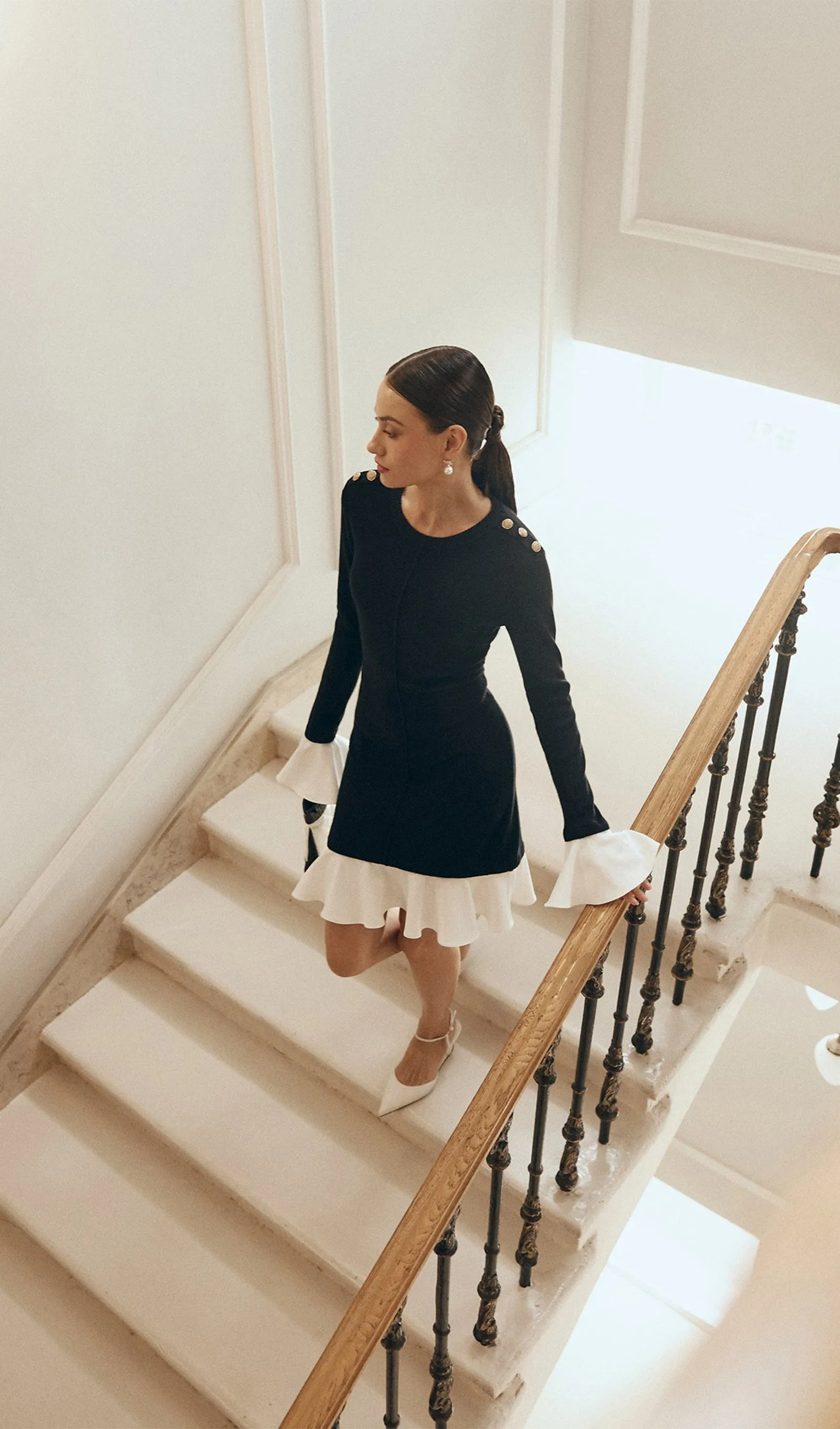 Knitted Contrasting Flounces Mini Dress