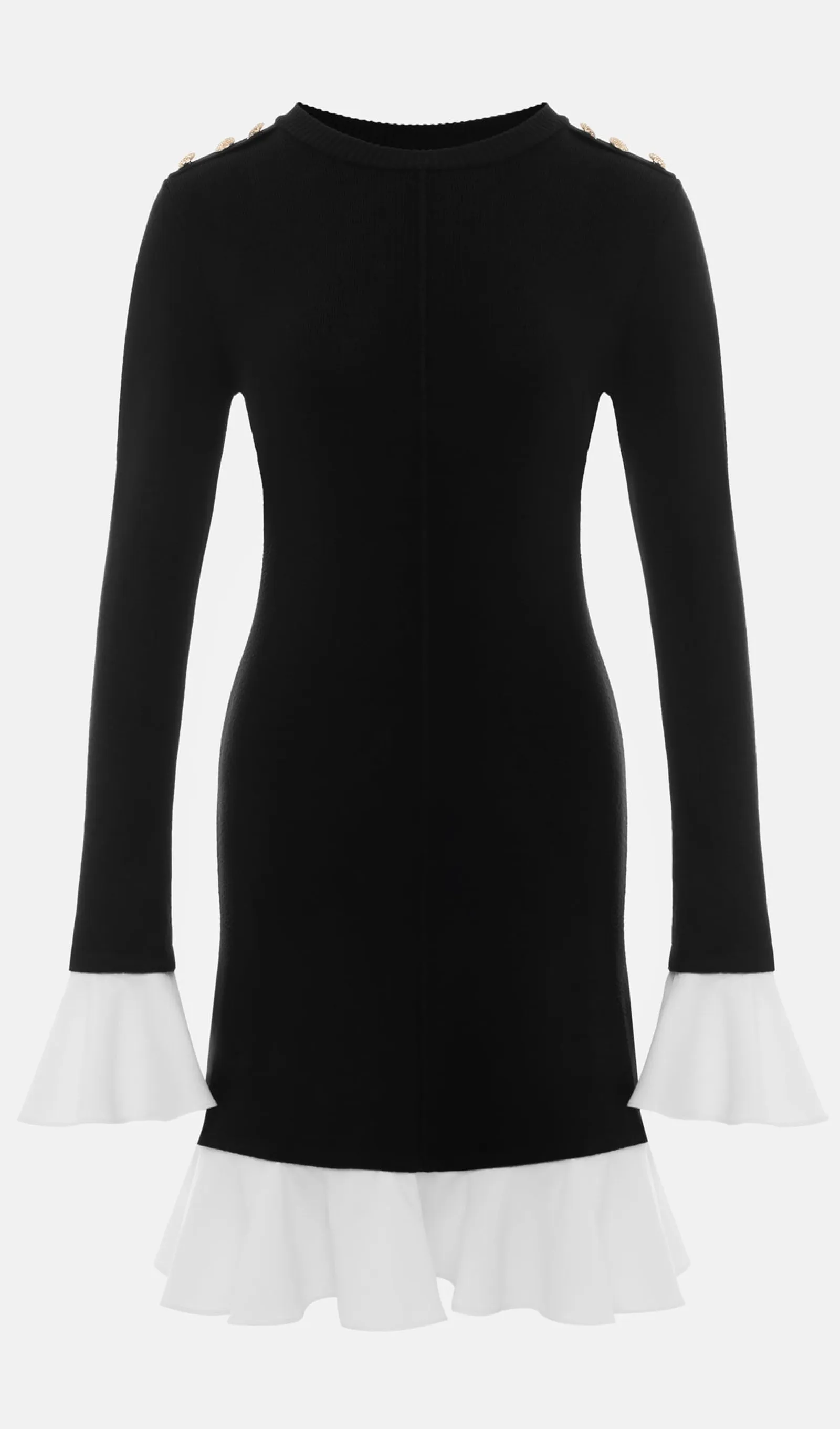 Knitted Contrasting Flounces Mini Dress