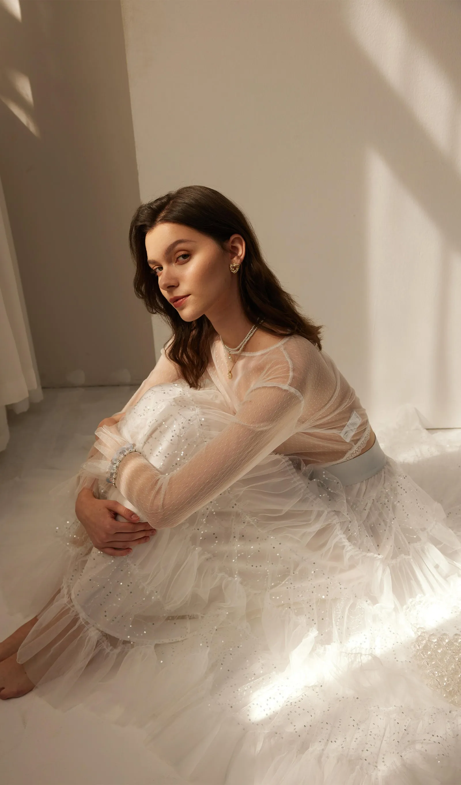 Lace Pleated Panel Skirt