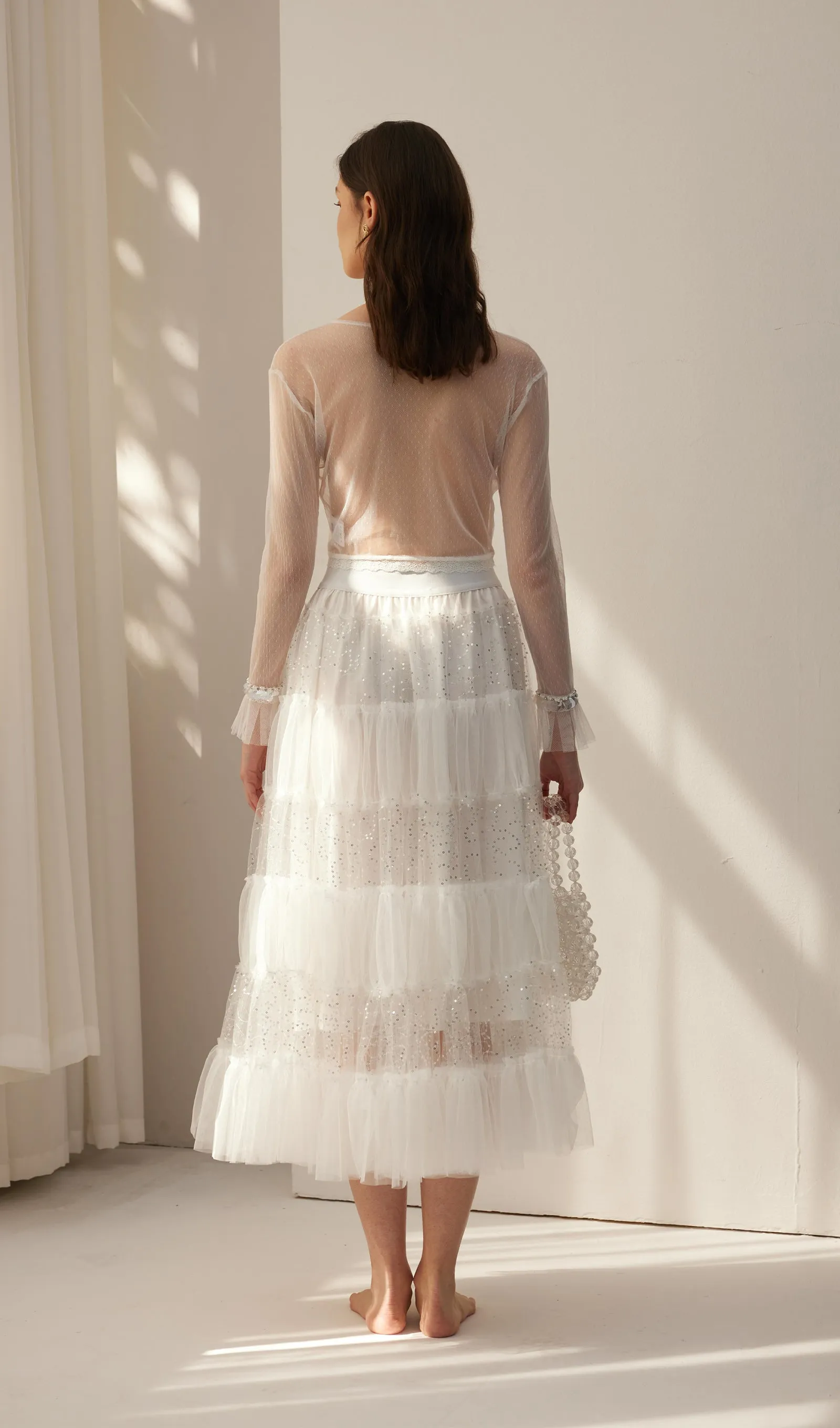 Lace Pleated Panel Skirt